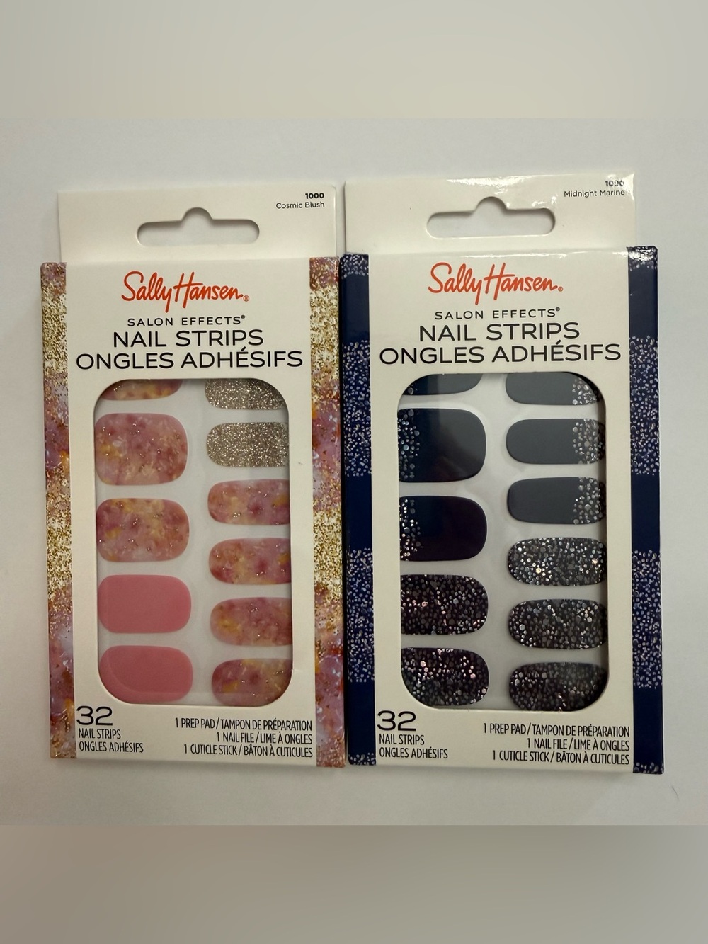 Sally Hansen Salon Effects Nail Strips Set of 2 Cosmic Blush Midnight Marine New
